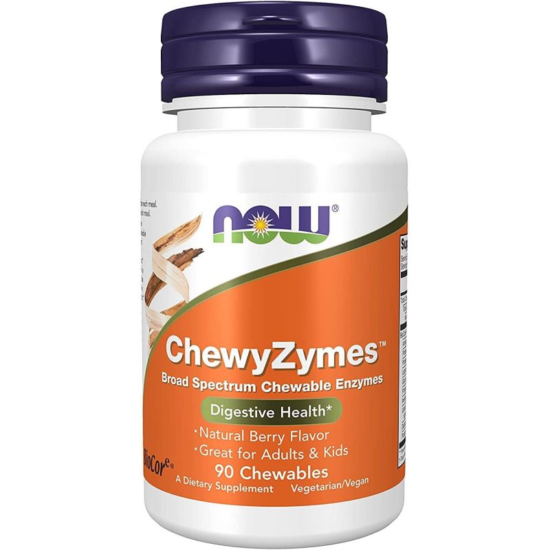 Enzime digestive cu aroma de fructe de padure ChewyZymes, 90 tablete masticabile, Now Foods