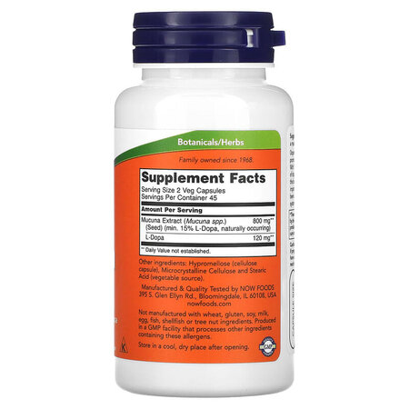 Dopa Mucuna, 90 capsule vegetale, Now Foods 605526