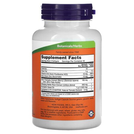 Prostate Support, 90 gelule moi, Now Foods 605530