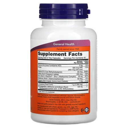 Supliment pentru tiroida Thyroid Energy, 90 capsule vegetale, Now Foods 605532