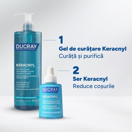 Gel spumant pentru pielea cu tendinta acneica Keracnyl, 400 ml, Ducray 731085