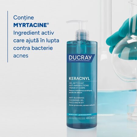 Gel spumant pentru pielea cu tendinta acneica Keracnyl, 400 ml, Ducray 731083