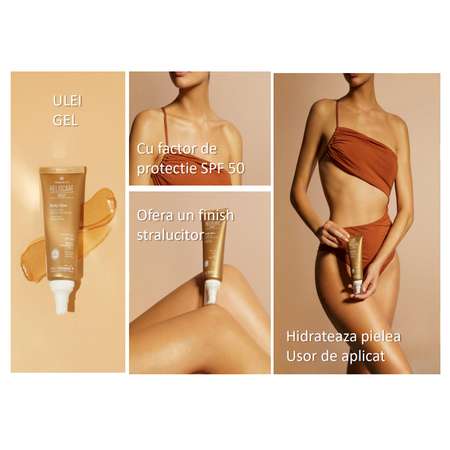 Ulei gel protectie solara SPF50+ Heliocare 360° Body Glow, 100 ml, Cantabria Labs 605616