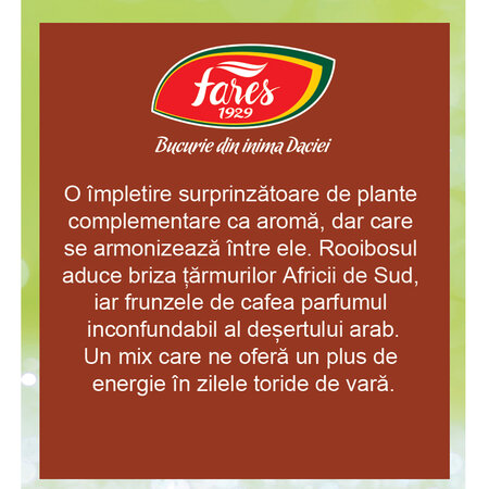 Ceai rece cu frunze de cafea-ceai, 12 plicuri, Fares 620934