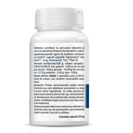 Melatonin, 3 mg, 30 capsule vegetale, Zenyth 619250