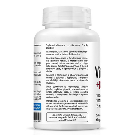 Vitamina C +D3 +Zn, 60 capsule, Zenyth 619242