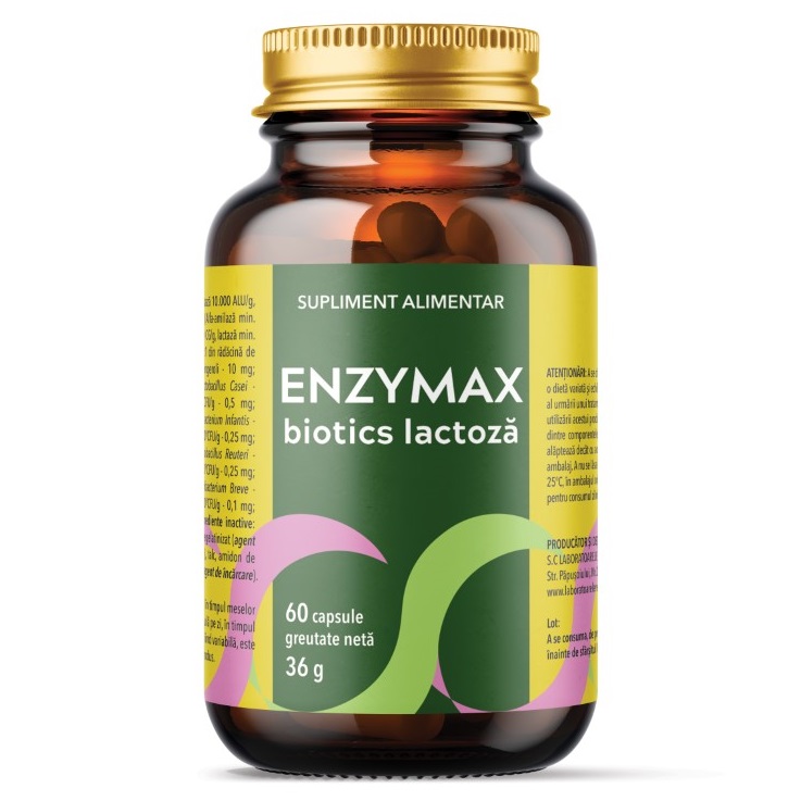 Enzymax Biotics Lactoza, 60 capsule, Laboratoarele Remedia