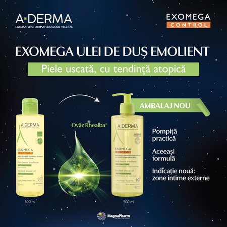 Ulei emolient de dus Exomega Control, 500 ml, A-Derma : Farmacia