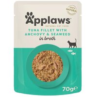 Hrana umeda pentru pisici cu file de ton si ansoa in supa, 70 g, Applaws