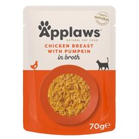 Hrana umeda pentru pisici cu dovleac si piept de pui in supa, 70 g, Applaws