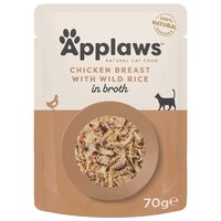 Hrana umeda pentru pisici cu piept de pui si orez salbatic in supa, 70 g, Applaws