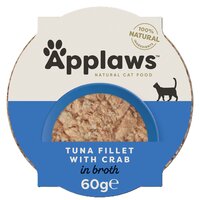 Hrana umeda cu file de ton si crab pentru pisici, 60 g, Applaws