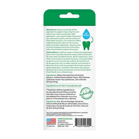 Gel dentar fara periaj cu aroma de unt de arahide pentru caini, 59 ml, Tropiclean 605816