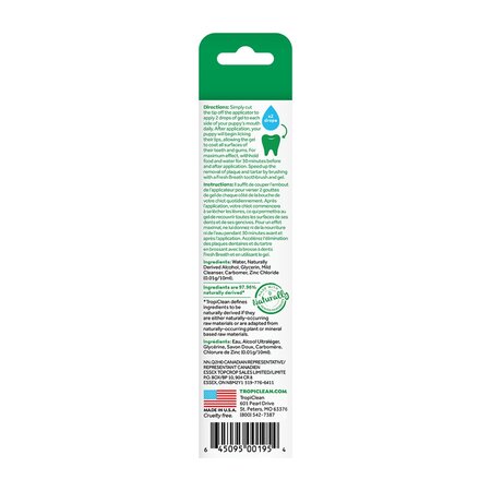 Gel dentar fara periaj pentru caini juniori Fresh Breath, 59 ml, Tropiclean 605821