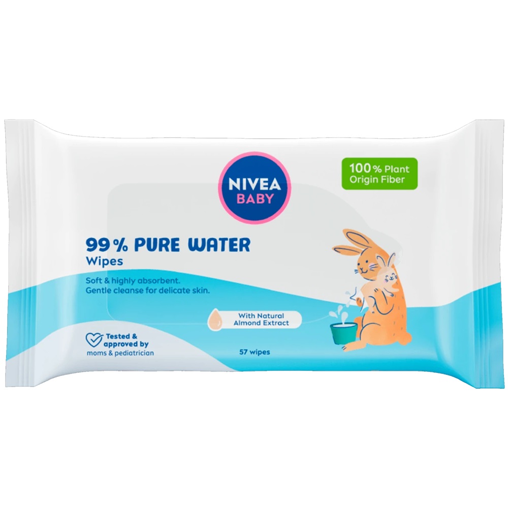 Servetele umede pentru bebelusi Pure Water, 57 bucati, Nivea Baby