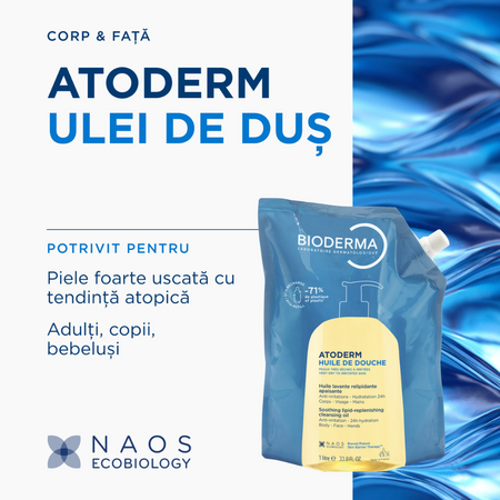 Rezerva ulei de dus Atoderm, 1000 ml, Bioderma 753028