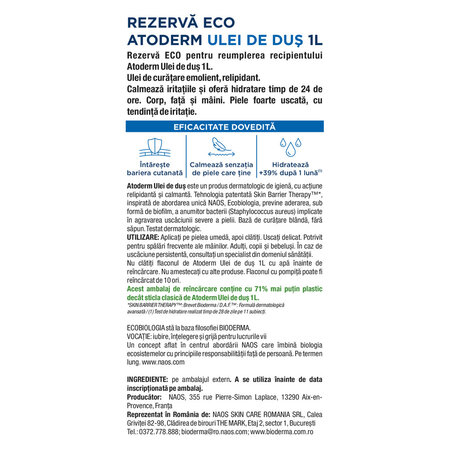 Rezerva ulei de dus Atoderm, 1000 ml, Bioderma 753039