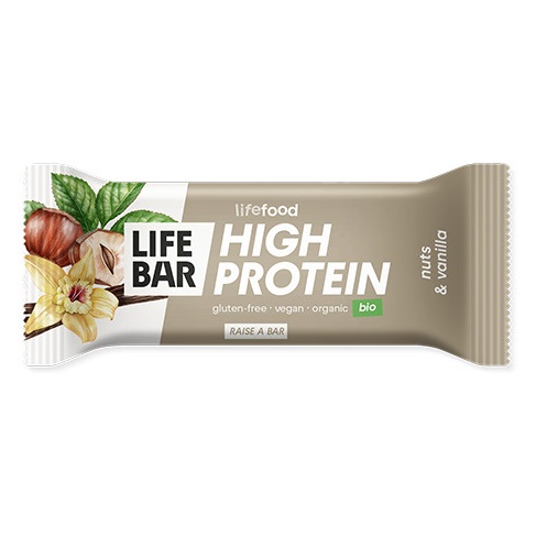 Baton proteic bio fara gluten cu nuci si vanilie, 40 g, Lifebar