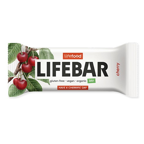 Baton raw bio fara gluten cu cirese, 40 g, Lifebar