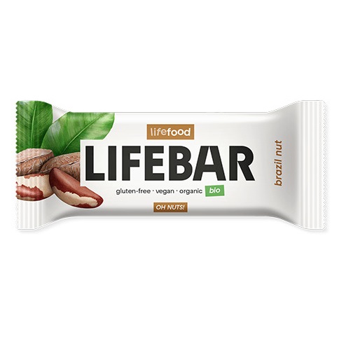 Baton bio fara gluten cu nuci braziliene, 40 g, Lifebar