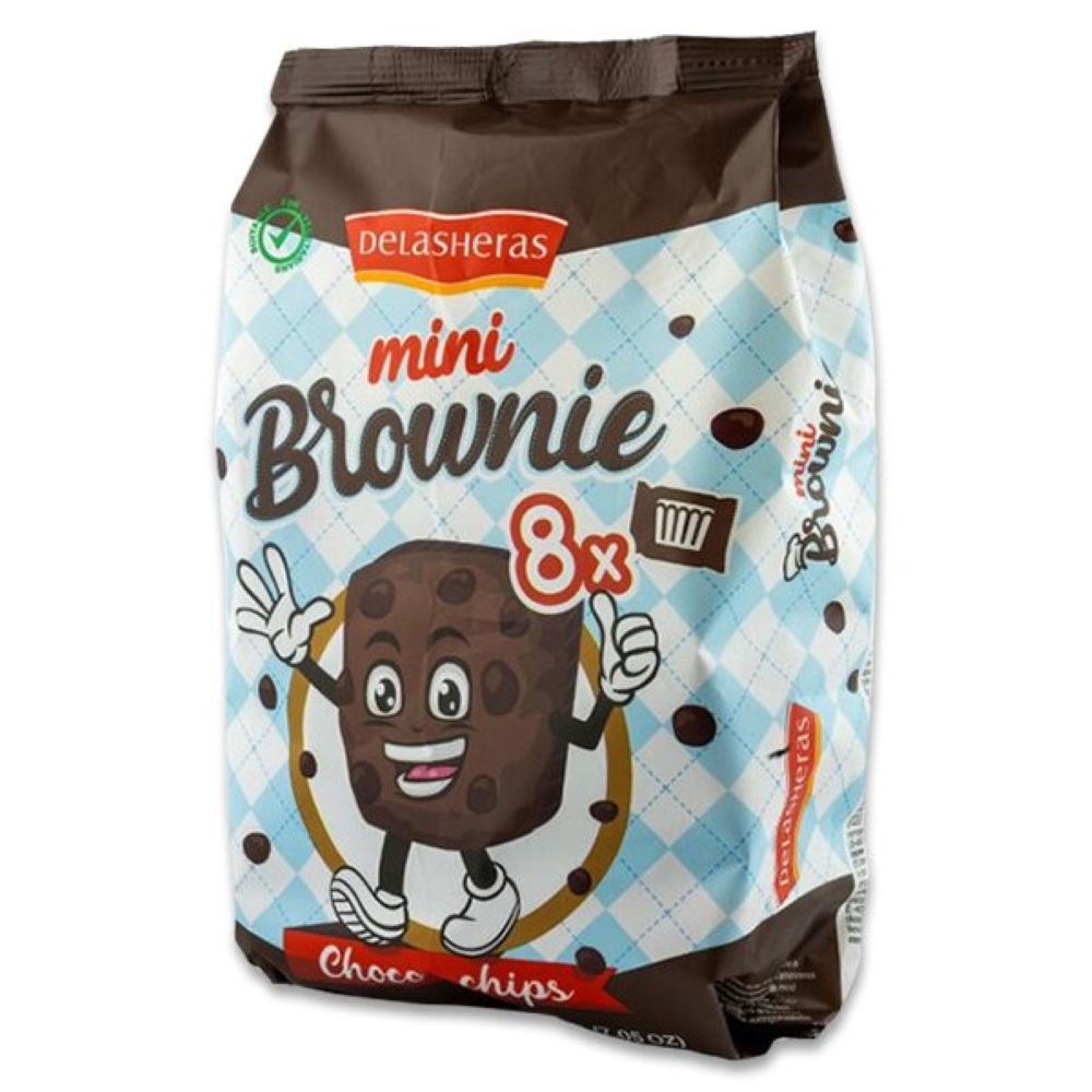 Mini Brownie cu chipsuri de ciocolata, 8 bucati, Delasheras