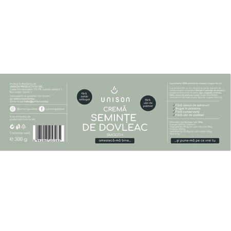 Crema de seminte de dovleac fara gluten, 300 g, Unison 607904