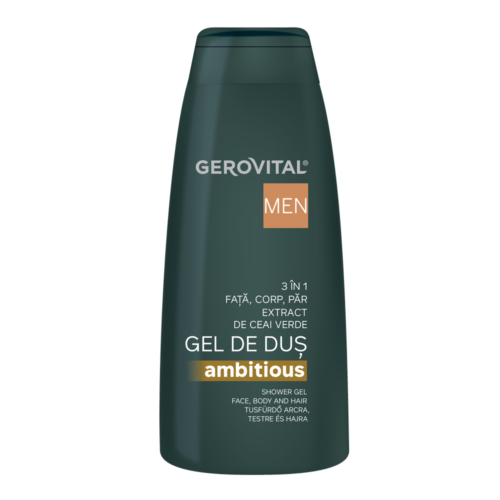 Gel de dus 3 in 1 pentru barbati Men Ambitious, 400 ml, Gerovital