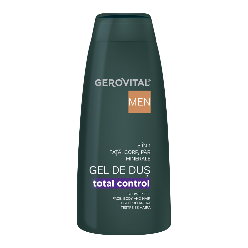 Gel de dus 3 in 1 pentru barbati Men Total Control, 400 ml, Gerovital