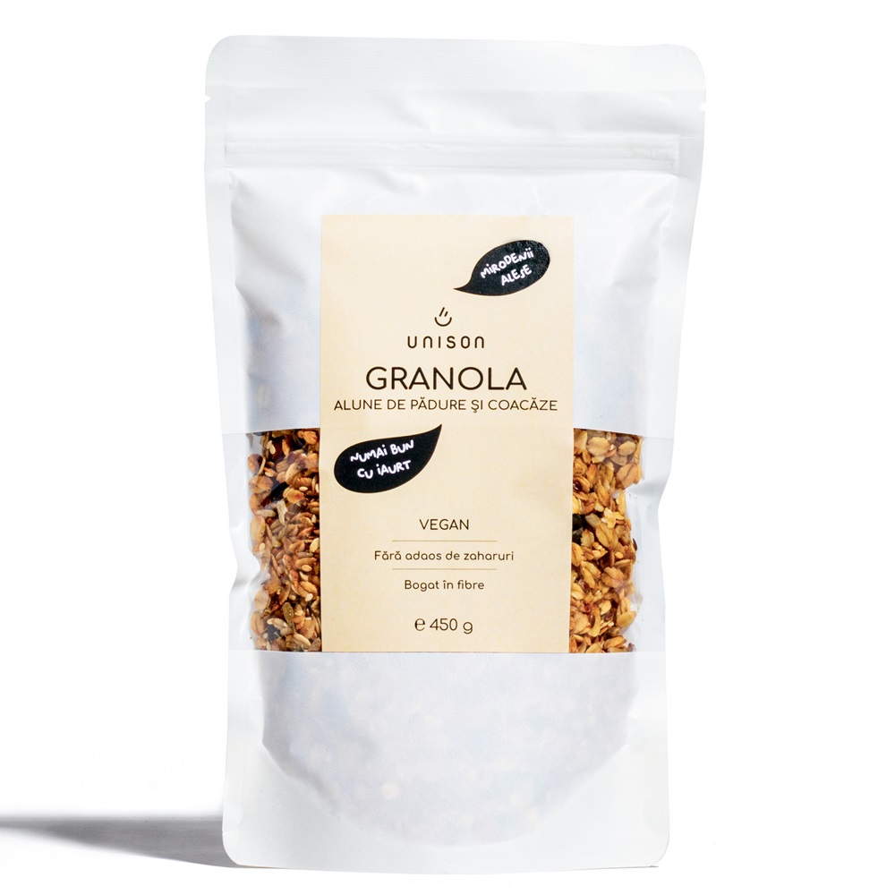 Granola cu alune de padure si coacaze negre, 450 g, Unison