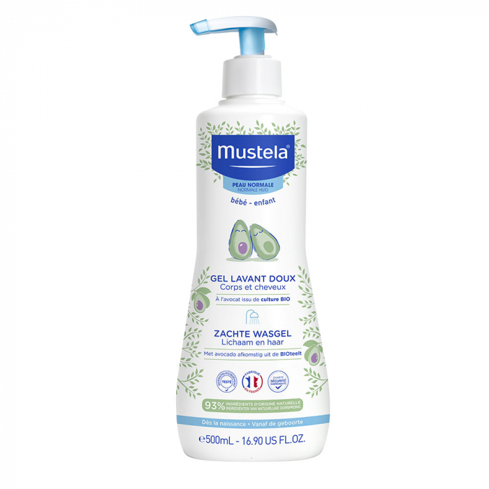 Gel de curatare delicat pentru par si corp, 500 ml, Mustela