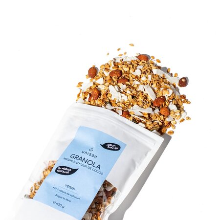 Granola cu migdale si fulgi de cocos, 450 g, Unison 607973