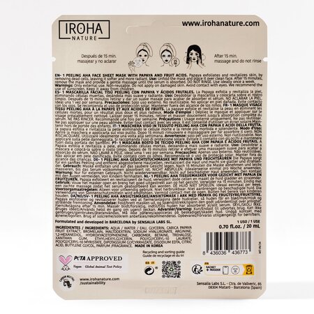 Masca exfolianta pentru fata Papaya and Fruity Acids, 20 ml, Iroha 608173