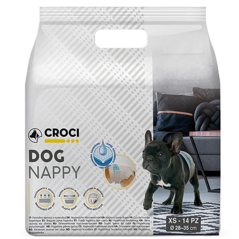 Scutece pentru caini Dog Nappy, XS (28-35 cm), 14 bucati, Croci