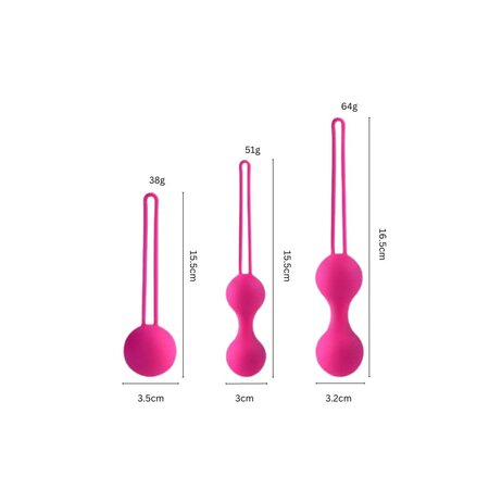 Set Bile Kegel roz pentru intarirea muschilor pelvieni, 3 bucati, Lovely 608212