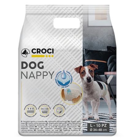 Scutece pentru caini Dog Nappy, LG (34-48 cm), 10 bucati, Croci
