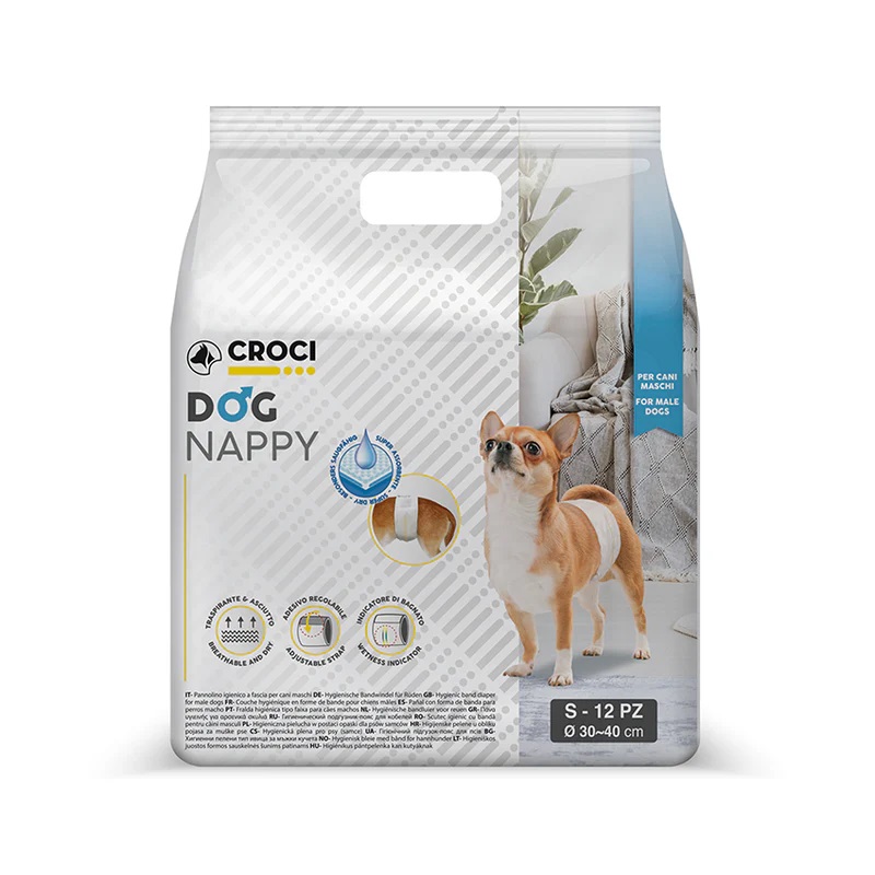 Scutece incontineta urinara pentru caini SM, 30-40 cm Dog Nappy, 12 bucati, Super Nappy