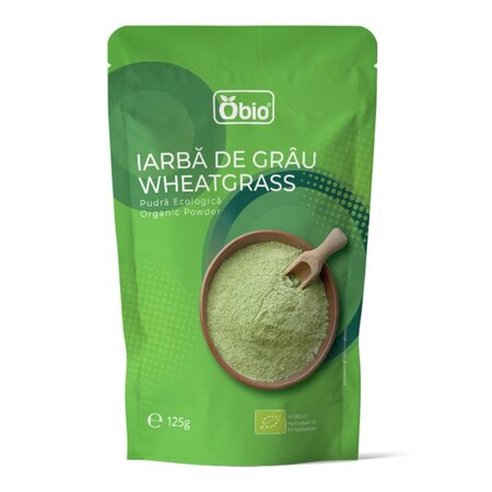 Iarba de grau pulbere eco, 125 g, Obio