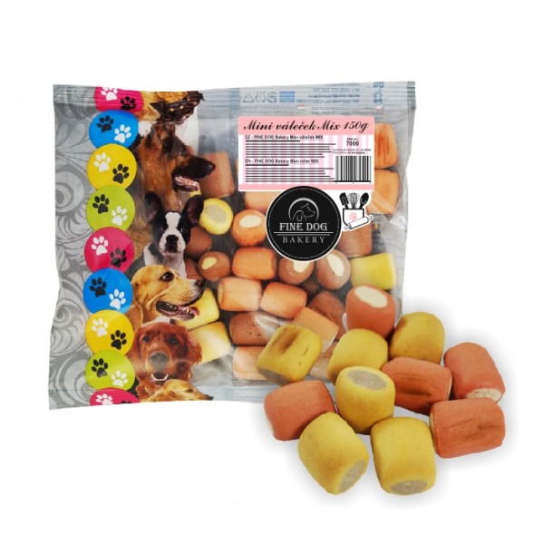 Biscuiti mini rulouri mix pentru caini, 150 g, Fine Dog