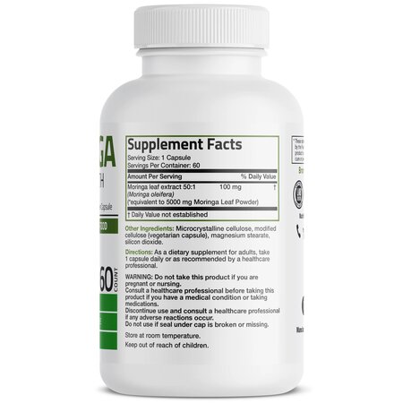 Extract din frunze de Moringa Oleifera, 5000 mg, 60 capsule, Bronson Laboratories 608464