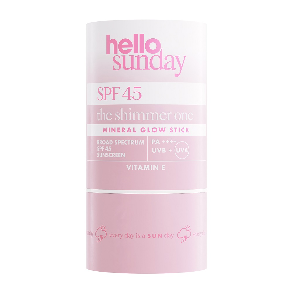 Stick iluminator cu acid hialuronic SPF45 PA++++ The Shimmer One, 20 g, Hello Sunday