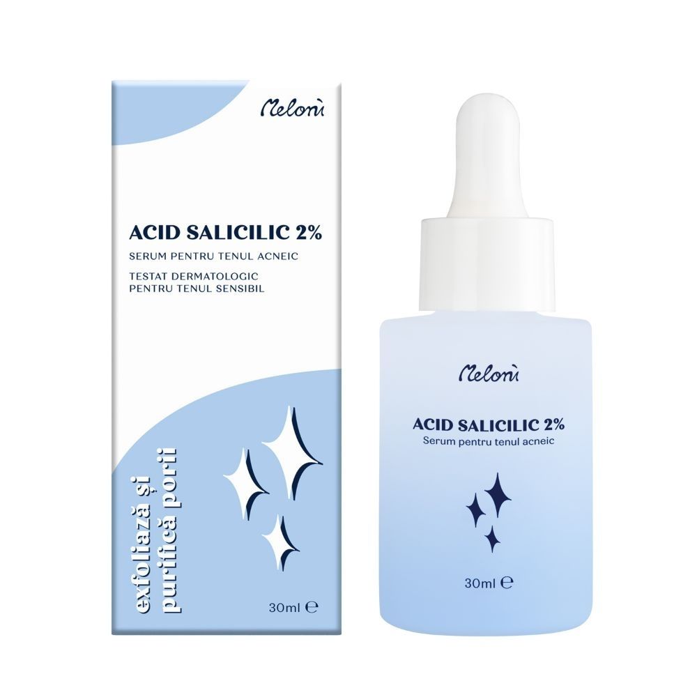 Ser cu acid salicilic 2%, pentru tenul sensibil si acneic, 30 ml, Meloni