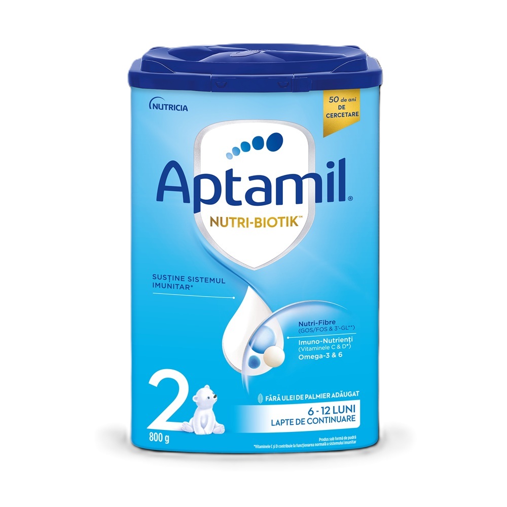 Lapte praf de continuare Nutri-Biotik 2, 6-12 luni, 800 g, Aptamil