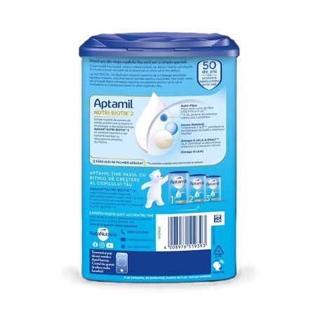 Lapte praf de continuare Nutri-Biotik 2, 6-12 luni, 800 g, Aptamil 708519