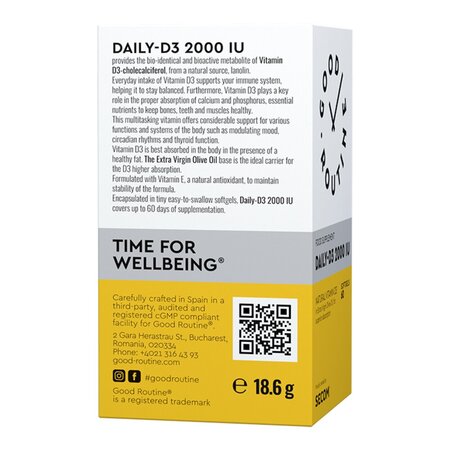 Daily D3 Good Routine, 2000 UI, 60 capsule moi, Secom 711378