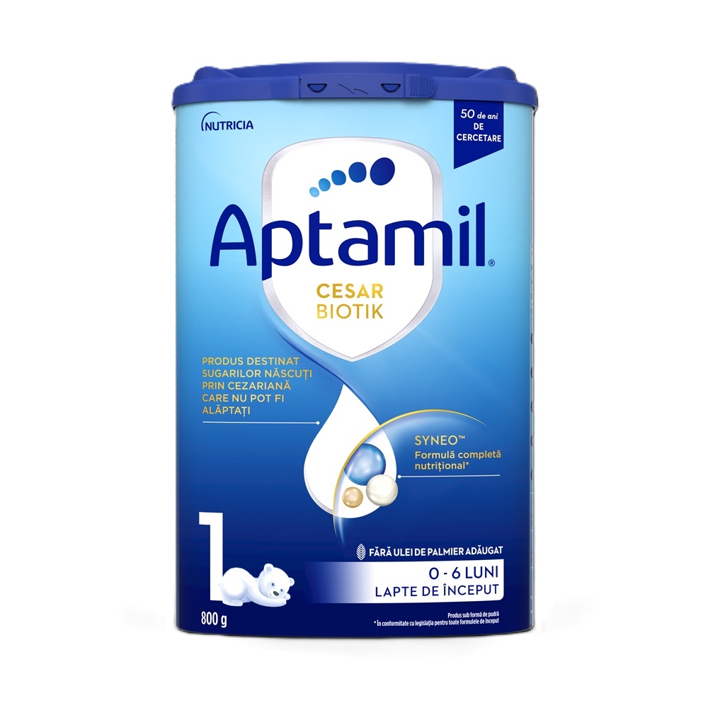 Lapte praf Cesar Biotik 1, 0-6 luni, 800 g, Aptamil