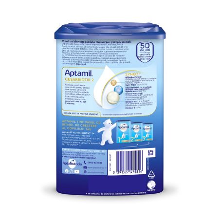 Lapte praf Cesar Biotik 2, 6-12 luni, 800 g, Aptamil 708724
