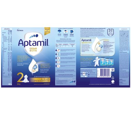 Lapte praf Cesar Biotik 2, 6-12 luni, 800 g, Aptamil 708725