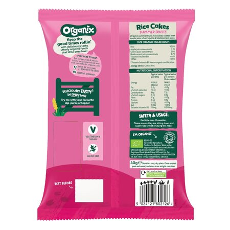 Rondele ecologice din orez cu fructe de vara 12 luni+, 40 g, Organix 756945