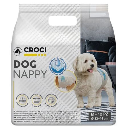 Scutece pentru caini MD, 3-6 kg, 25-33 cm Dog Nappy, 12 bucati, Croci