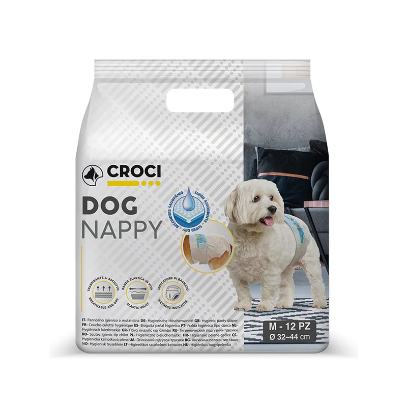 Scutece pentru caini MD, 3-6 kg, 25-33 cm Dog Nappy, 12 bucati, Croci